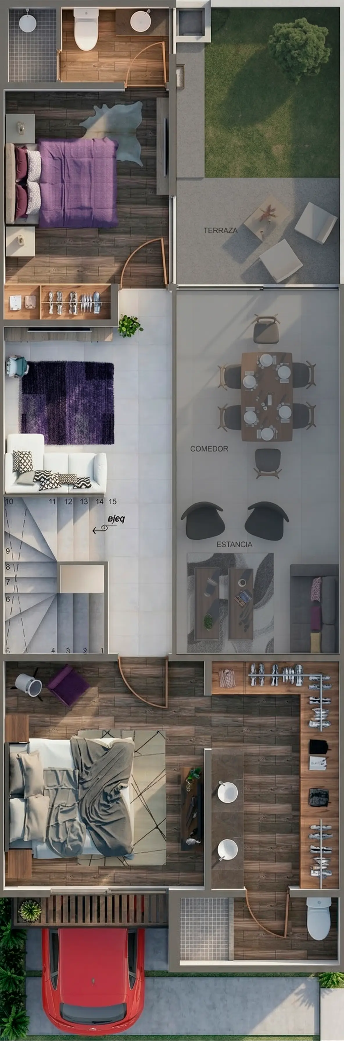 Plano arquitectónico de Planta Alta del modelo Milán en San Luis Potosí