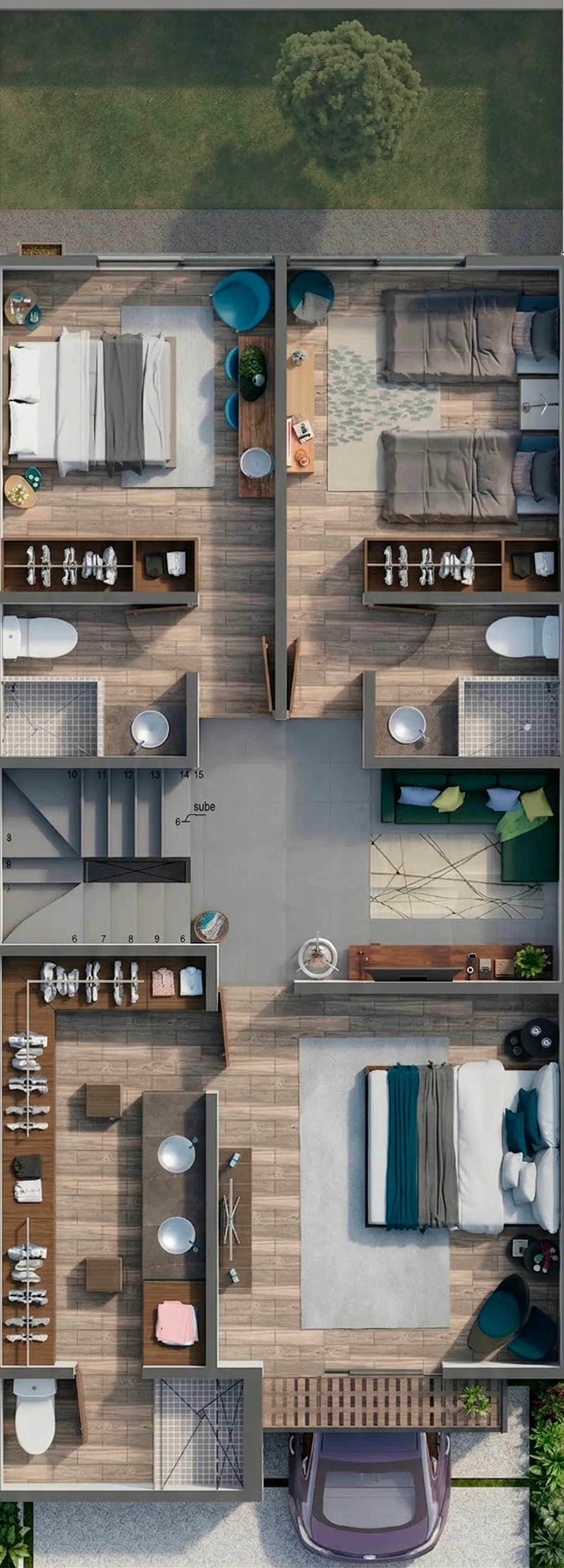 Plano arquitectónico de Planta Alta del modelo Suecia en San Luis Potosí